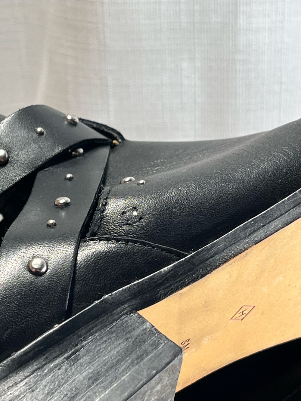 Halogen Studded Leather Ankle Boots Black Moto Western Buckle 8M - Picture 10 of 10
